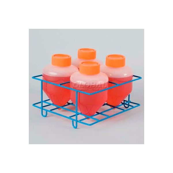 Bel-Art Centrifuge Tube Rack 198560500, For Conical/Round Bottom 500ml Tubes, 4 Places, Blue, 1/PK 19856-0500 - main